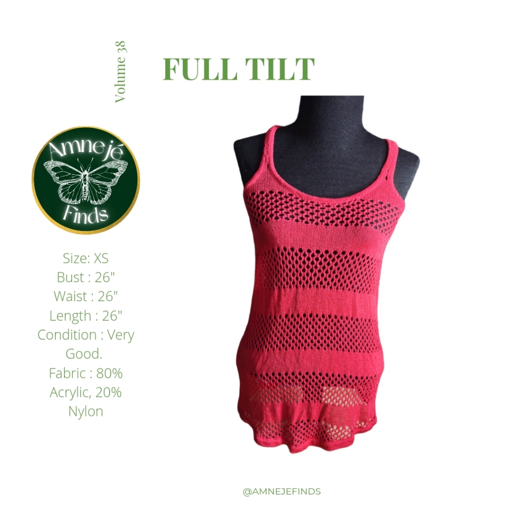 Full Tilt Red Mesh Fishnet Design Stretchy Tank Top